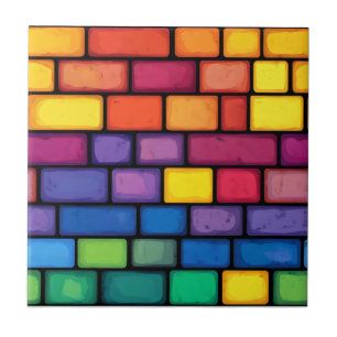 Rainbow Colors Brick Pattern Ceramic Tile