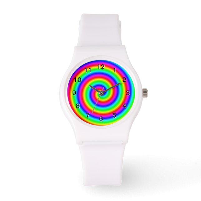 Rainbow Colors. Bright and Colorful Spiral. Watch (Front)