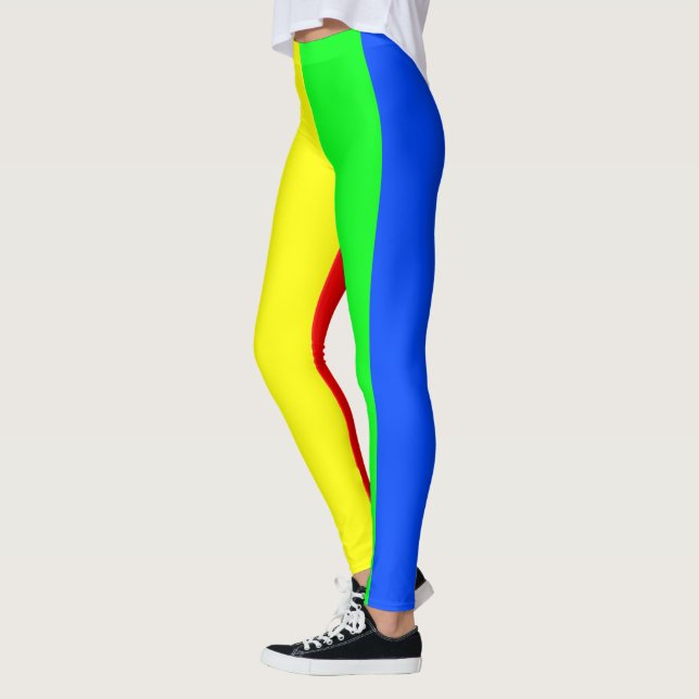 Rainbow colors, bright happy stunning stripes leggings (Left)