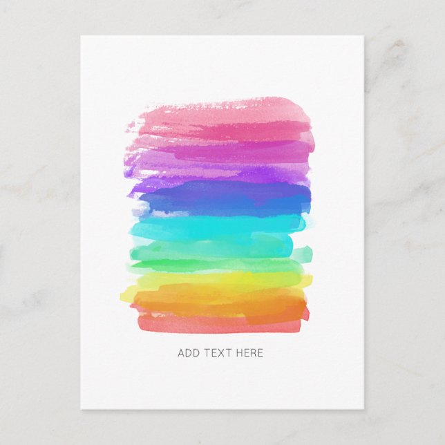 Rainbow Colors Brushstrokes Custom Text Stationary Postcard (Front)