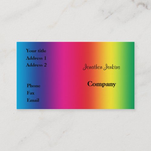 Rainbow colors business card template