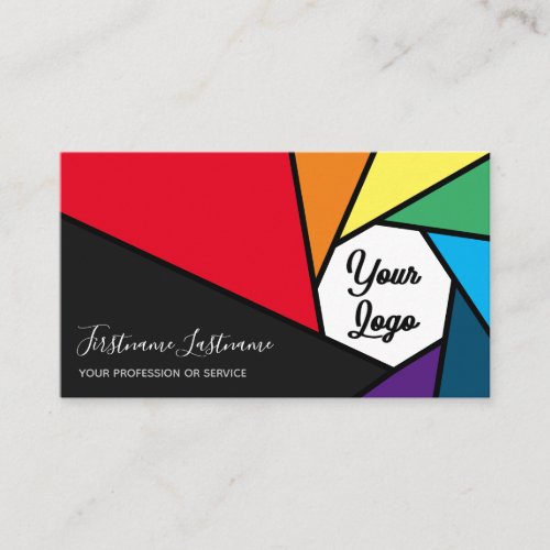 Rainbow colors camera aperture for Photographers B Business Card