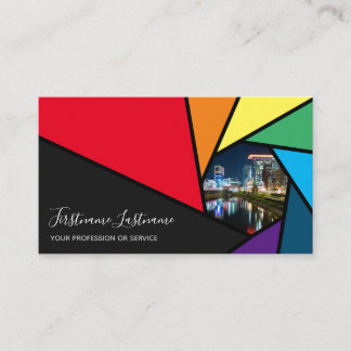Rainbow colors camera aperture for Photographers Business Card