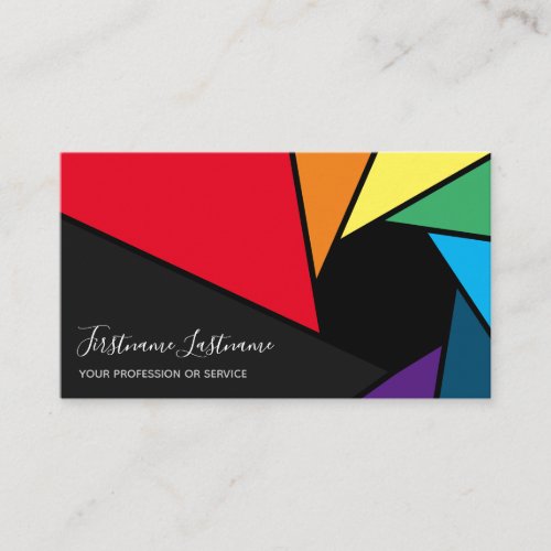 Rainbow colors camera aperture for Photographers Business Card