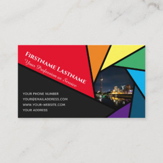 Rainbow colors camera for Photographer appointment Business Card