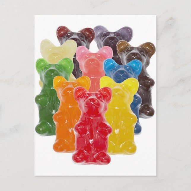 rainbow colors candy lover gummy bear postcard (Front)