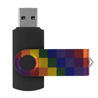 Rainbow Colors Checkered Pattern USB Flash Drive