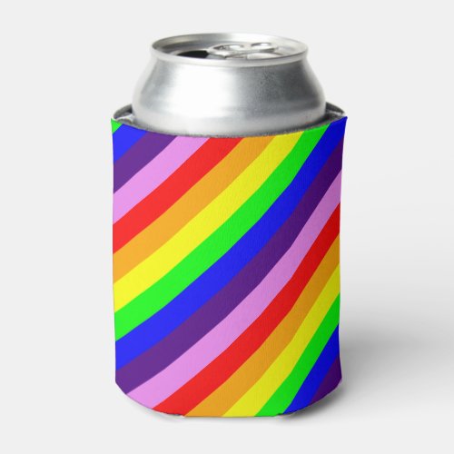 Rainbow Colors Classic Pride Diagonal Stripes Can Cooler