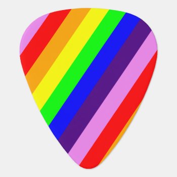 Rainbow Colors Classic Pride Diagonal Stripes Guitar Pick by M_Sylvia_Chaume at Zazzle