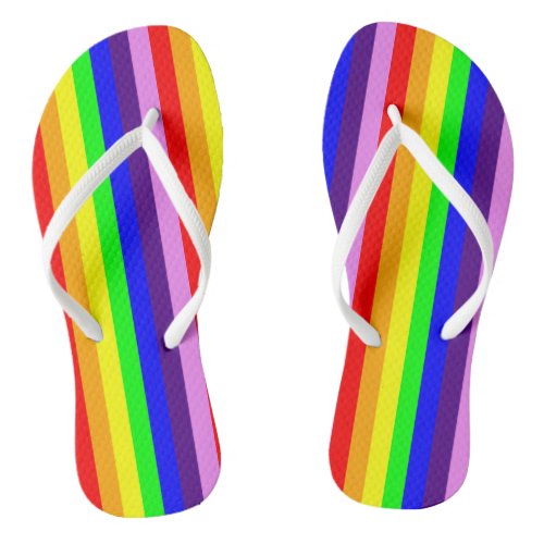Rainbow Colors Classic Stripes Bright Colorful Flip Flops