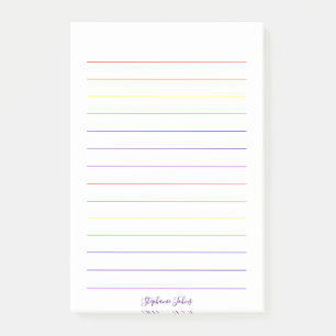 Rainbow Colors Colorful Pretty Cute Monograms Name Post-it Notes