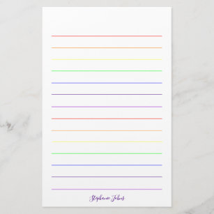 Rainbow Colors Colorful Pretty Cute Monograms Name Stationery