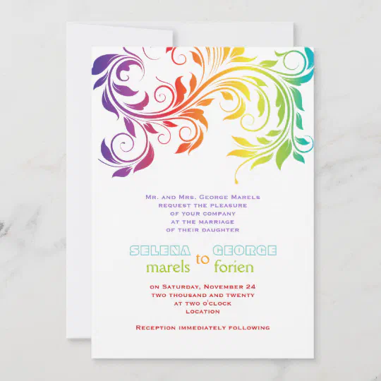 20  Rainbow WEDDING SHOWER Postcards or Flat Cards Env Invitations 