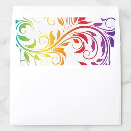 Rainbow colors colorful scroll lesbian wedding envelope liner