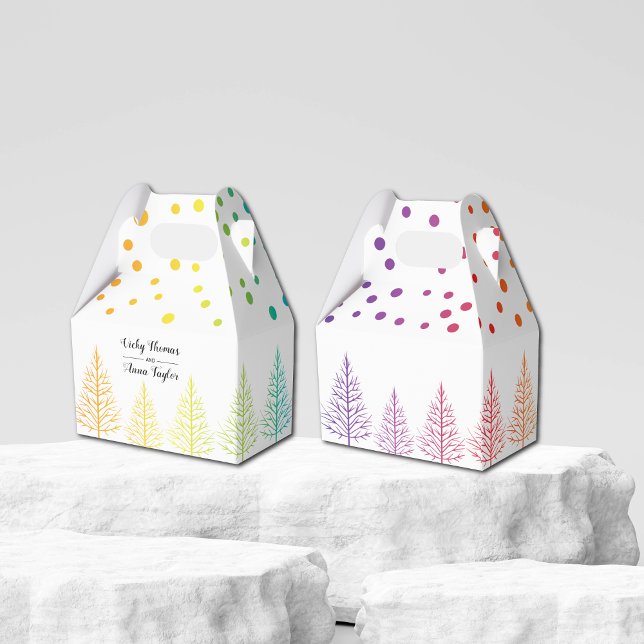 Rainbow colors confetti gay lesbian wedding favor boxes (Creator Uploaded)