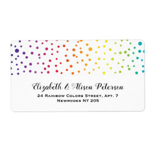 Rainbow colors confetti gay lesbian wedding label