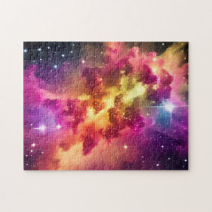 Rainbow Colors Cosmic Nebula Space in Universe Jigsaw Puzzle