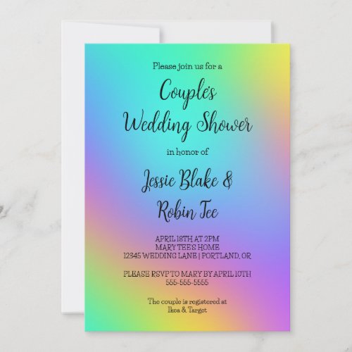 Rainbow Colors Couples Wedding Shower Invitation