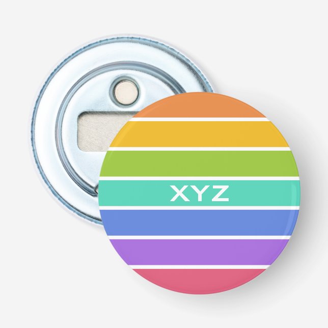 Rainbow Colors custom monogram bottle opener (Front)