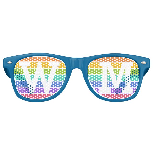 Rainbow Colors custom monogram party shades (Front)