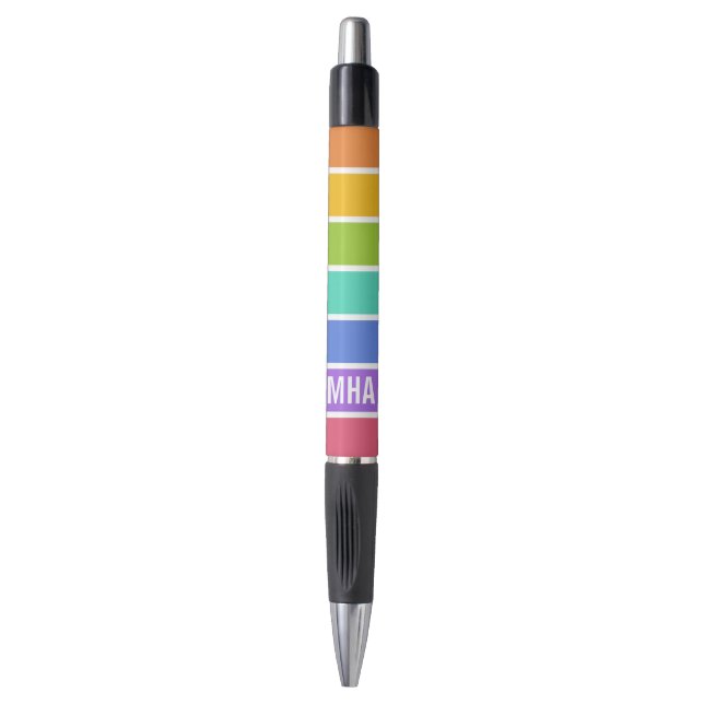 Rainbow Colors custom monogram pens (Front Vertical)