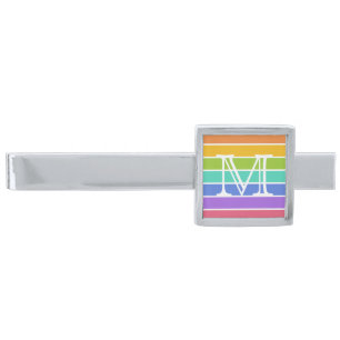 Rainbow Colors custom monogram tie bar