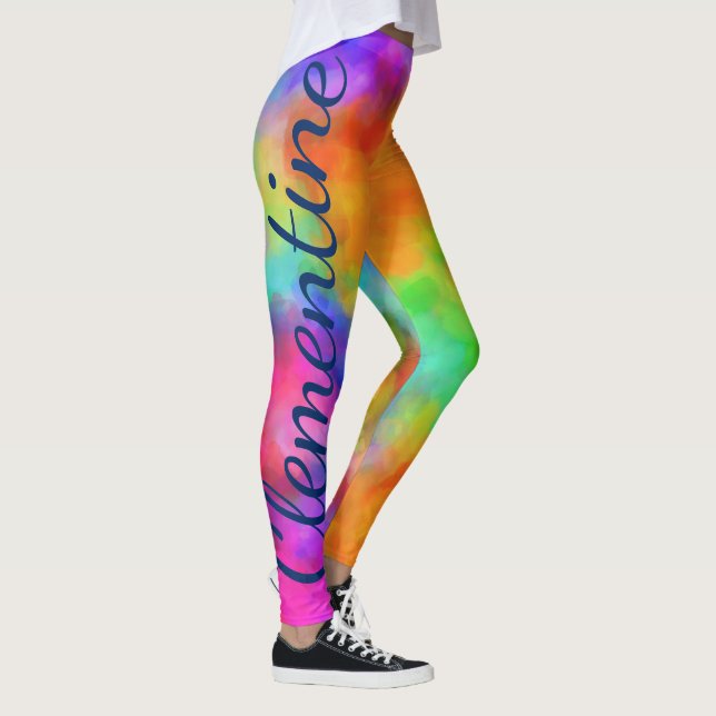 Rainbow Colors Custom Name Leggings (Right)