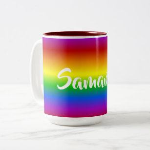 Rainbow Colors custom name mugs
