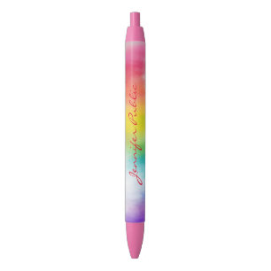 Rainbow Colors Custom Name Script Template Modern Pen
