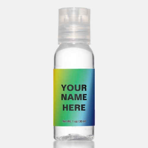 Rainbow colors custom name text monogram hand sanitizer