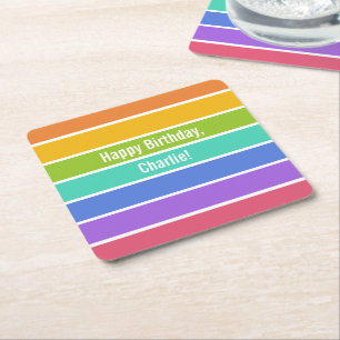 Rainbow Colors custom party coasters