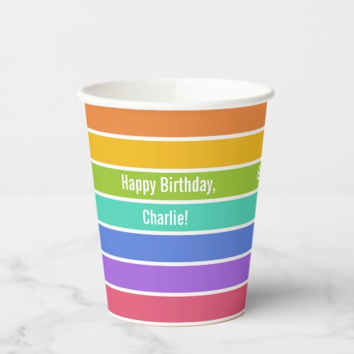 Rainbow Colors custom text Paper Cups