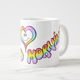 Rainbow Colors Cute Good Morning Giant Coffee Mug