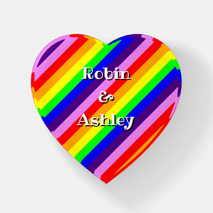 Rainbow Colors Diagonal Stripes Custom Names Paperweight