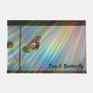 Rainbow Colors Dog Butterfly Wings Doormat