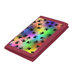Rainbow colors Dog paw print Trifold Wallet