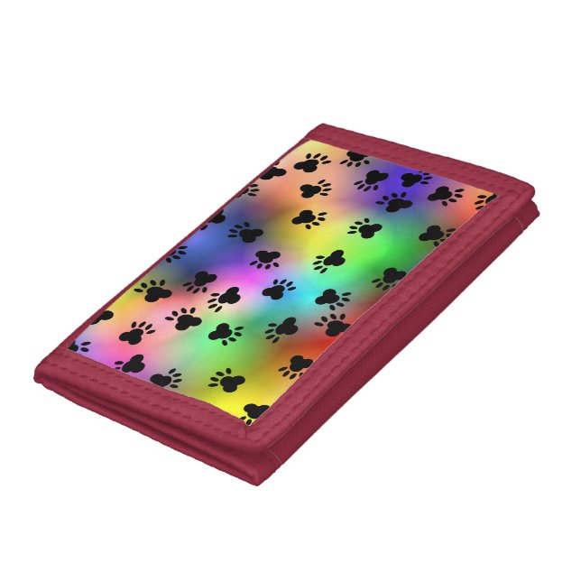Rainbow colors Dog paw print Trifold Wallet (Bottom)