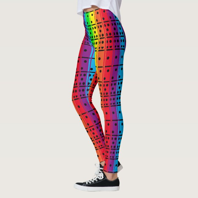 Rainbow Colors Dominoes Leggings (Left)