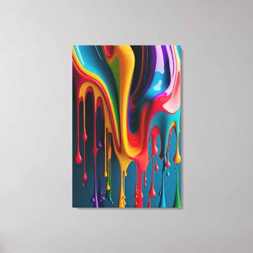 Rainbow Colors Dripping Paint Colorful Beautiful Canvas Print