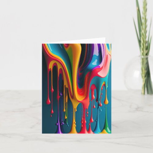 Rainbow Colors Dripping Paint Colorful Beautiful Card