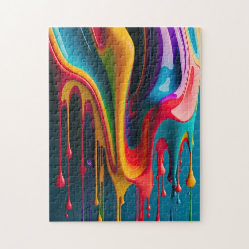 Rainbow Colors Dripping Paint Colorful Beautiful Jigsaw Puzzle