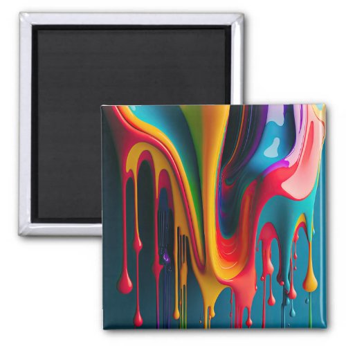 Rainbow Colors Dripping Paint Colorful Beautiful Magnet