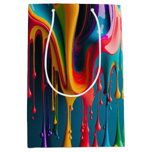 Rainbow Colors Dripping Paint Colorful Beautiful Medium Gift Bag