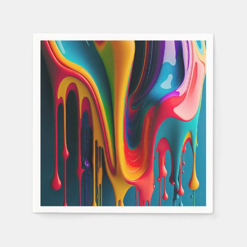 Rainbow Colors Dripping Paint Colorful Beautiful Napkins