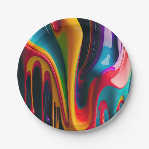 Rainbow Colors Dripping Paint Colorful Beautiful Paper Plates