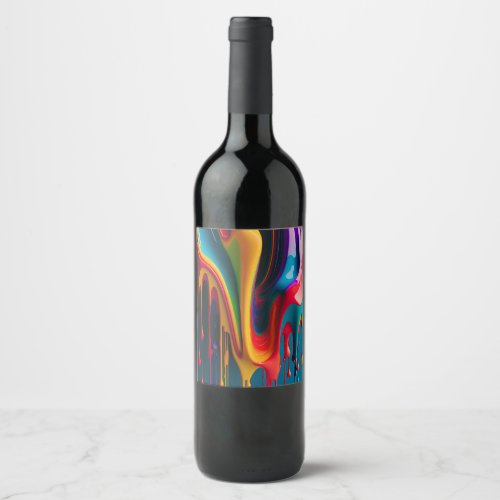 Rainbow Colors Dripping Paint Colorful Beautiful Wine Label