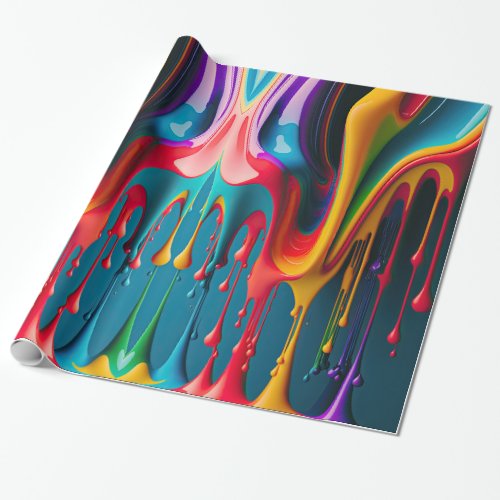 Rainbow Colors Dripping Paint Colorful Beautiful Wrapping Paper