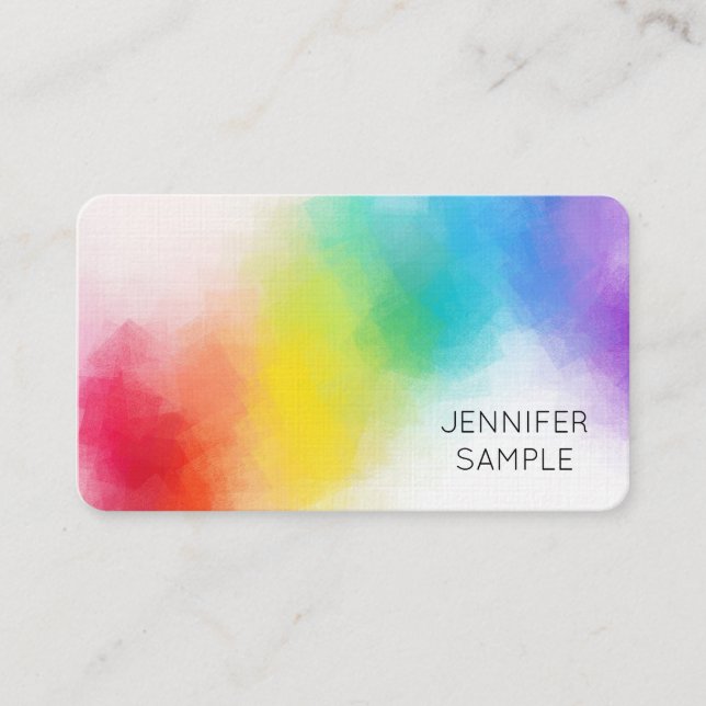 Rainbow Colors Elegant Template Modern Abstract Business Card (Front)