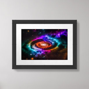 Rainbow Colors Explode Mesmerizing Vortex Effect Framed Art