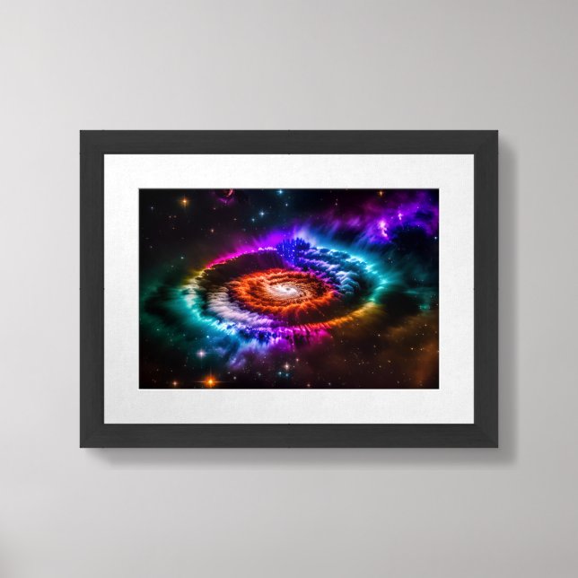 Rainbow Colors Explode Mesmerizing Vortex Effect Framed Art (Framed Front)